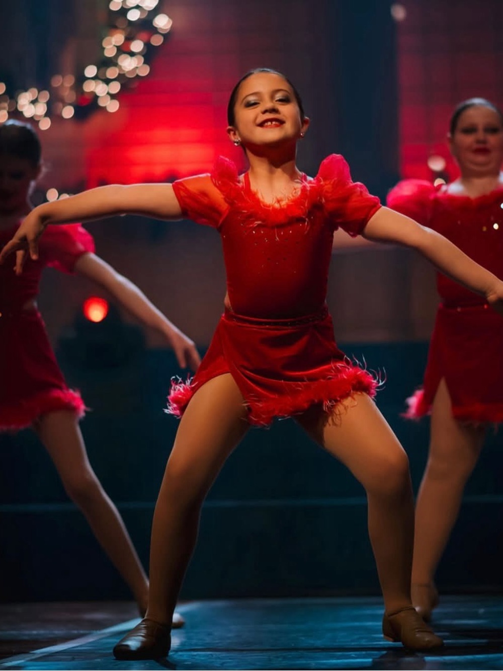 Weissman Red Feather-Trim Dance Costume for Girls